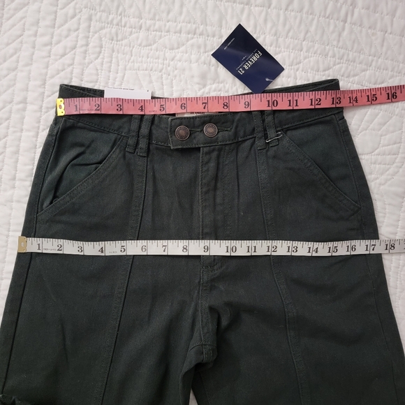 Forever 21 Womens Hunter Green High Waisted Crop Jeans Size Small - Picture 6 of 17